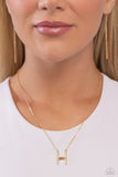 Leave Your Initials - Gold - H Necklace - Paparazzi Accessories Necklace Bedazzle Me Pretty Mobile Fashion Boutique