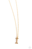 Leave Your Initials - Gold - I Necklace - Paparazzi Accessories Necklace Bedazzle Me Pretty Mobile Fashion Boutique