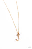 Leave Your Initials - Gold - J Necklace - Paparazzi Accessories Necklace Bedazzle Me Pretty Mobile Fashion Boutique