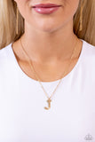 Leave Your Initials - Gold - J Necklace - Paparazzi Accessories Necklace Bedazzle Me Pretty Mobile Fashion Boutique
