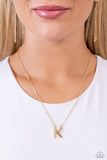 Leave Your Initials - Gold - K Necklace - Paparazzi Accessories Necklace Bedazzle Me Pretty Mobile Fashion Boutique