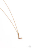 Leave Your Initials - Gold - L Necklace - Paparazzi Accessories Necklace Bedazzle Me Pretty Mobile Fashion Boutique