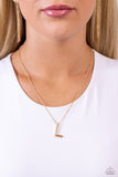 Leave Your Initials - Gold - L Necklace - Paparazzi Accessories Necklace Bedazzle Me Pretty Mobile Fashion Boutique