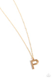 Leave Your Initials - Gold - P Necklace - Paparazzi Accessories Necklace Bedazzle Me Pretty Mobile Fashion Boutique