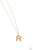Leave Your Initials - Gold - R Necklace - Paparazzi Accessories Necklace Bedazzle Me Pretty Mobile Fashion Boutique