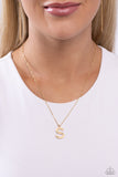 Leave Your Initials - Gold - S Necklace - Paparazzi Accessories Necklace Bedazzle Me Pretty Mobile Fashion Boutique