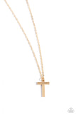 Leave Your Initials - Gold - T Necklace - Paparazzi Accessories Necklace Bedazzle Me Pretty Mobile Fashion Boutique