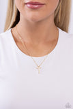 Leave Your Initials - Gold - T Necklace - Paparazzi Accessories Necklace Bedazzle Me Pretty Mobile Fashion Boutique