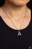 Leave Your Initials - Silver - A Necklace - Paparazzi Accessories Necklace Bedazzle Me Pretty Mobile Fashion Boutique