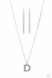Leave Your Initials - Silver - D Necklace - Paparazzi Accessories Necklace Bedazzle Me Pretty Mobile Fashion Boutique