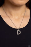 Leave Your Initials - Silver - D Necklace - Paparazzi Accessories Necklace Bedazzle Me Pretty Mobile Fashion Boutique