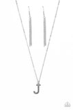 Leave Your Initials - Silver - J Necklace - Paparazzi Accessories Necklace Bedazzle Me Pretty Mobile Fashion Boutique