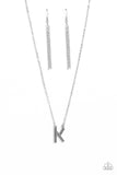 Leave Your Initials - Silver - K Necklace - Paparazzi Accessories Necklace Bedazzle Me Pretty Mobile Fashion Boutique
