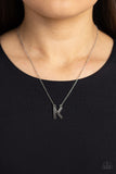 Leave Your Initials - Silver - K Necklace - Paparazzi Accessories Necklace Bedazzle Me Pretty Mobile Fashion Boutique