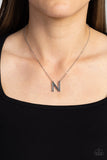 Leave Your Initials - Silver - N Necklace - Paparazzi Accessories Necklace Bedazzle Me Pretty Mobile Fashion Boutique
