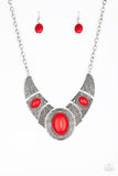 Leave Your LANDMARK - Red Necklace - Paparazzi Accessories Necklace Bedazzle Me Pretty Mobile Fashion Boutique