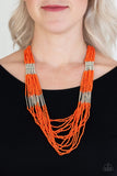 Let It BEAD - Orange Necklace - Paparazzi Accessories Necklace Bedazzle Me Pretty Mobile Fashion Boutique