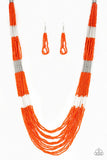 Let It BEAD - Orange Necklace - Paparazzi Accessories Necklace Bedazzle Me Pretty Mobile Fashion Boutique