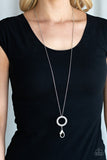 Let Me Adjust My Halo - White Lanyard - Paparazzi Accessories Lanyard Bedazzle Me Pretty Mobile Fashion Boutique