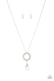 Let Me Adjust My Halo - White Lanyard - Paparazzi Accessories Lanyard Bedazzle Me Pretty Mobile Fashion Boutique