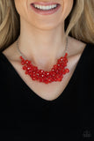 Let The Festivities Begin - Red Necklace - Paparazzi Accessories Necklace Bedazzle Me Pretty Mobile Fashion Boutique