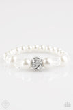 Lets Get Hitched! - White Bracelet - Paparazzi Accessories Bracelet Bedazzle Me Pretty Mobile Fashion Boutique