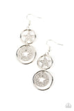 Liberty and SPARKLE for All - White Earrings - Paparazzi Accessories Earrings FS-Bedazzle Me Pretty Mobile Fashion Boutique