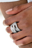 Life In The Glitter Lane - White Ring - Paparazzi Accessories Ring Bedazzle Me Pretty Mobile Fashion Boutique