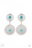 Life of The Garden Party - Blue Clip-On Earrings - Paparazzi Accessories Clip-On Earrings Bedazzle Me Pretty Mobile Fashion Boutique