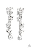 LIGHT at the Opera - White Post Earrings - Paparazzi Accessories Post Earrings Bedazzle Me Pretty Mobile Fashion Boutique