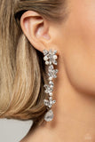 LIGHT at the Opera - White Post Earrings - Paparazzi Accessories Post Earrings Bedazzle Me Pretty Mobile Fashion Boutique