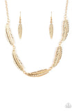 Light Flight - Gold Necklace - Paparazzi Accessories Necklace Bedazzle Me Pretty Mobile Fashion Boutique