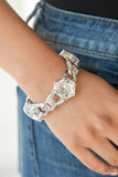 Light Up The Room - White Bracelet - Paparazzi Accessories Bracelet Bedazzle Me Pretty Mobile Fashion Boutique