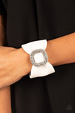 Lights, SELFIE, Action! - White Bracelet - Paparazzi Accessories Bracelet Bedazzle Me Pretty Mobile Fashion Boutique