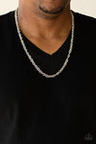 Lightweight Division - Silver Mens Necklace - Paparazzi Accessories Mens Necklace Bedazzle Me Pretty Mobile Fashion Boutique