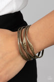 Line It Up - Brass Bracelet - Paparazzi Accessories Bracelet Bedazzle Me Pretty Mobile Fashion Boutique