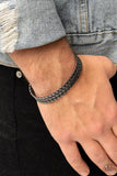Line of Scrimmage - Black Mens Bracelet - Paparazzi Accessories Mens Bracelet Bedazzle Me Pretty Mobile Fashion Boutique
