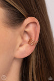 Linear Leader - Gold Cuff Earrings - Paparazzi Accessories Post Earrings Bedazzle Me Pretty Mobile Fashion Boutique