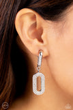 Linked Luxury - White Clip-On Earrings - Paparazzi Accessories Clip-On Bedazzle Me Pretty Mobile Fashion Boutique