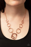 Linked Up Luminosity - Copper Necklace - Paparazzi Accessories Necklace Bedazzle Me Pretty Mobile Fashion Boutique