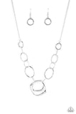 Linked Up Luminosity - Silver Necklace - Paparazzi Accessories Necklace Bedazzle Me Pretty Mobile Fashion Boutique