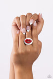 Lip Labor - Red Ring - Paparazzi Accessories Ring Bedazzle Me Pretty Mobile Fashion Boutique