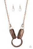 Lip Sync Links - Copper Necklace - Paparazzi Accessories Necklace Bedazzle Me Pretty Mobile Fashion Boutique
