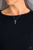 Lock Up Your Valuables - White Necklace - Paparazzi Accessories Necklace Bedazzle Me Pretty Mobile Fashion Boutique