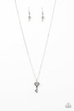 Lock Up Your Valuables - White Necklace - Paparazzi Accessories Necklace Bedazzle Me Pretty Mobile Fashion Boutique