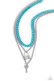 Locked Labor - Blue Necklace - Paparazzi Accessories Necklace Bedazzle Me Pretty Mobile Fashion Boutique