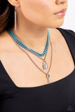 Locked Labor - Blue Necklace - Paparazzi Accessories Necklace Bedazzle Me Pretty Mobile Fashion Boutique