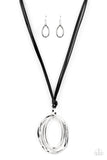 Long OVAL-due - Black Necklace - Paparazzi Accessories Necklace Bedazzle Me Pretty Mobile Fashion Boutique