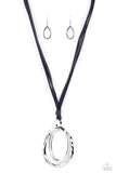 Long OVAL-due - Blue Necklace - Paparazzi Accessories Necklace Bedazzle Me Pretty Mobile Fashion Boutique