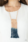 Look At MACRAME Now - Blue Necklace - Paparazzi Accessories Necklace Bedazzle Me Pretty Mobile Fashion Boutique